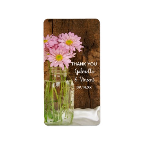 Mason Jar and Pink Daisies Barn Wedding Favor Tag