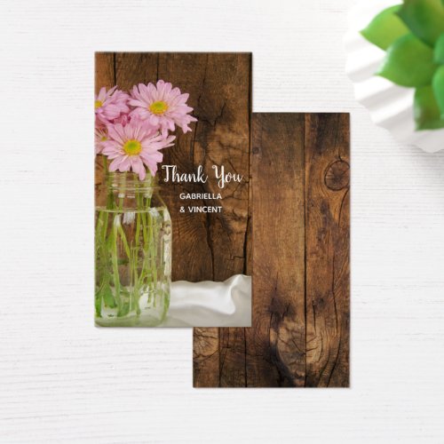 Mason Jar and Pink Daisies Barn Wedding Favor Tag