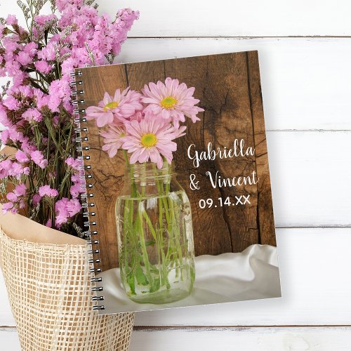 Mason Jar and Pink Daisies Barn Wedding Guest Book