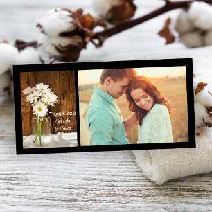 Mason Jar and White Daisies Barn Wedding Thank You Card