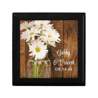 Mason Jar and White Daisies Country Barn Wedding Keepsake Box