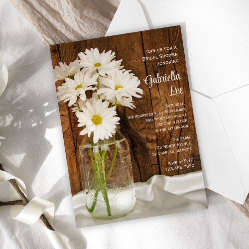 Mason Jar and White Daisies Country Bridal Shower Cards