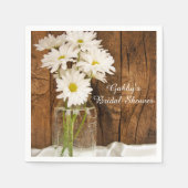 Mason Jar and White Daisies Country Bridal Shower Paper Napkins (Front)