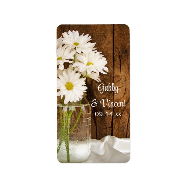 Mason Jar and White Daisies Country Wedding Label (Front)
