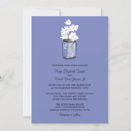 Mason Jar  and White Daisies Wedding Invitation
