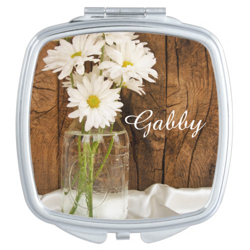 Mason Jar and White Daisies Wedding Makeup Mirror