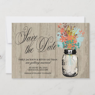 Mason Jar and Wildflowers Save the Date