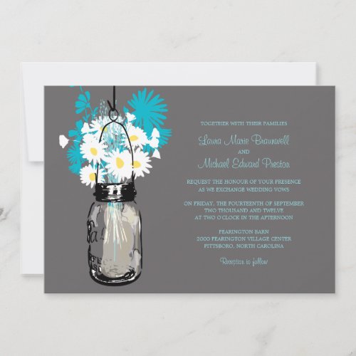 Mason Jar and Wildflowers Wedding Invitations
