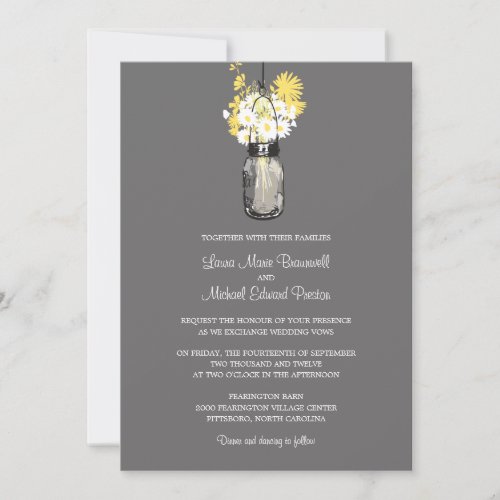 Mason Jar and Wildflowers Wedding Invitations