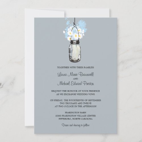 Mason Jar and Wildflowers Wedding Invitations