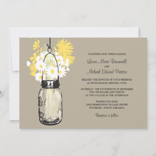 Mason Jar and Wildflowers Wedding Invitations