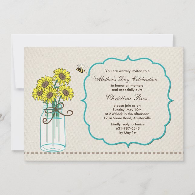 Mason Jar Arrangement Mother's Day Invitation (Front)