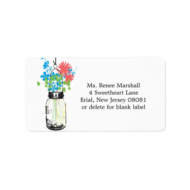 Mason Jar & Autumn Wildflowers Label Zazzle