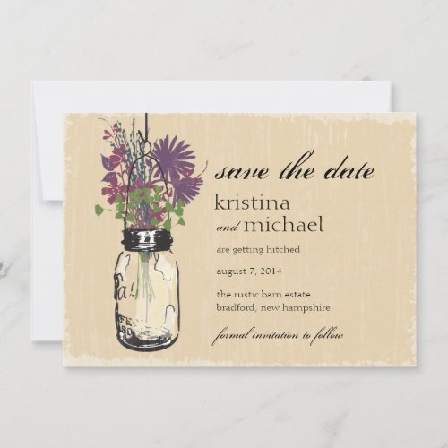 Mason Jar &amp; Autumn Wildflowers Save the Date