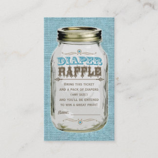 Mason Jar Baby Boy Blue Diaper Raffle Ticket Enclosure Card