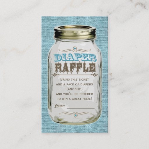 Customizable Mason Jar Baby Boy Blue Diaper Raffle Ticket Business Card