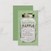 Mason Jar Baby Boy Green Diaper Raffle Ticket Enclosure Card (Front/Back)