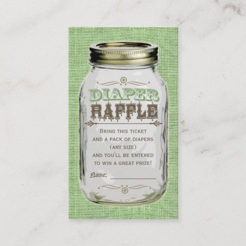 Mason Jar Baby Boy Green Diaper Raffle Ticket Business Card Templates