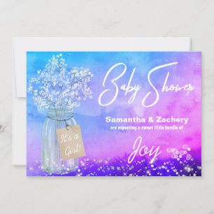 *~* Mason Jar Baby Breath Rustic Baby Shower Invitation