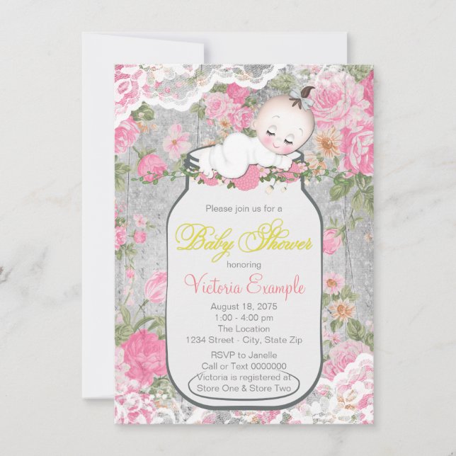 Mason Jar Baby Shower Invitation (Front)