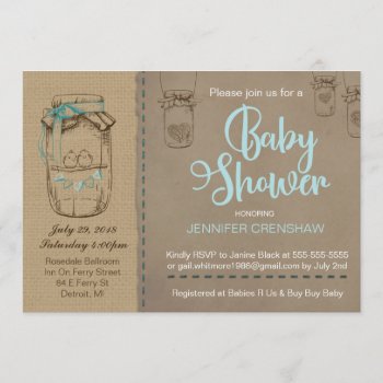 Mason Jar Baby Shower Invitation by NellysPrint at Zazzle