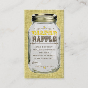 Mason Jar Baby Yellow Diaper Raffle Ticket Enclosure Card