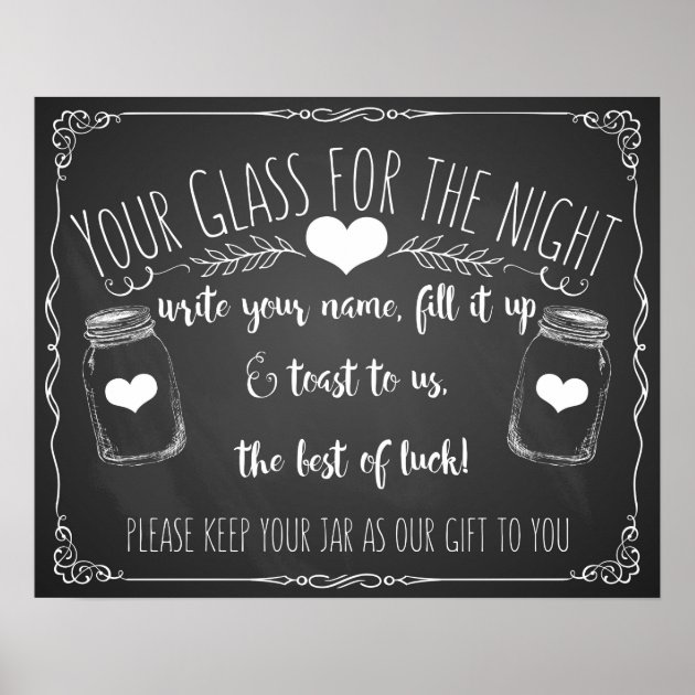 Mason Jar Bar Sign Wedding Chalkboard Poster
