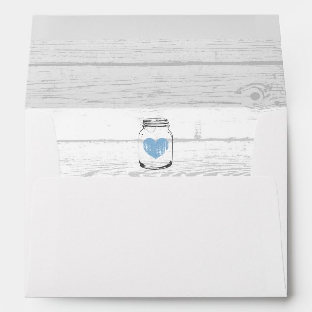 Mason jar barn wood grain lined wedding envelopes (Back (Bottom))