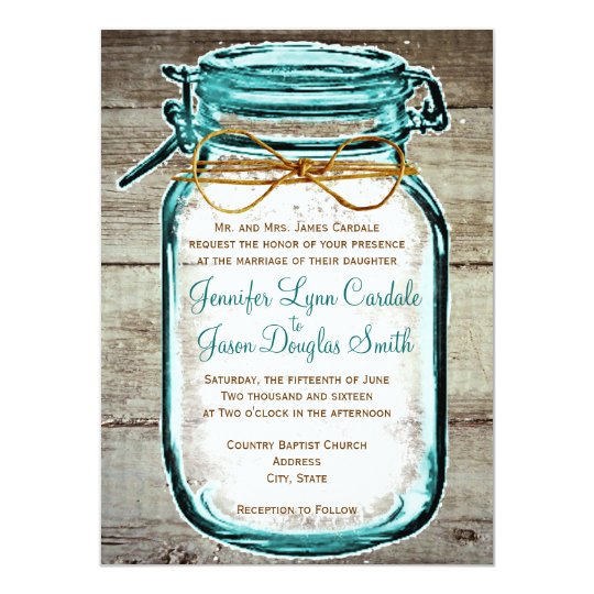 Mason Jar Barn Wood Rustic Wedding Invitations Zazzle Com