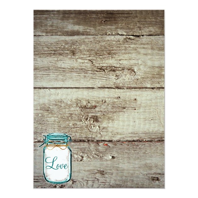 Mason Jar Barn Wood Rustic Wedding Invitations