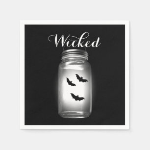 Mason Jar Bats Halloween Napkin