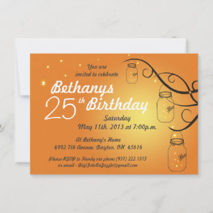 Mason Jar Birthday Invitation in Sunset Colors