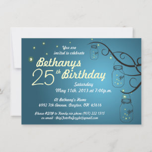 Mason Jar Birthday Invitation in Teal / Blue