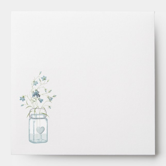 Mason Jar & Blue Bells Wedding Invitation Envelope (Front)