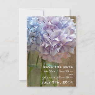 Mason Jar Blue & Purple Hydrangeas Save The Date