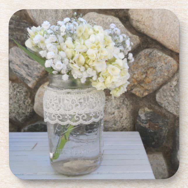 Mason Jar Bouquet Drink Coaster (Front)