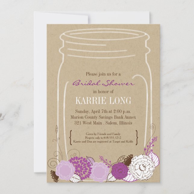 Mason Jar Bridal Shower Invitation (Front)