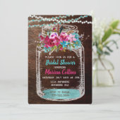 Mason Jar bridal shower string Lights Boho Floral Invitation (Standing Front)