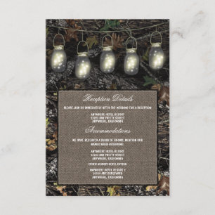 Mason Jar Camo Wedding Reception Enclosure Cards