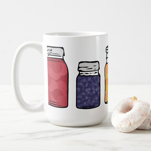 Mason Jar Canning Themed Coffee Mug (With Donut)