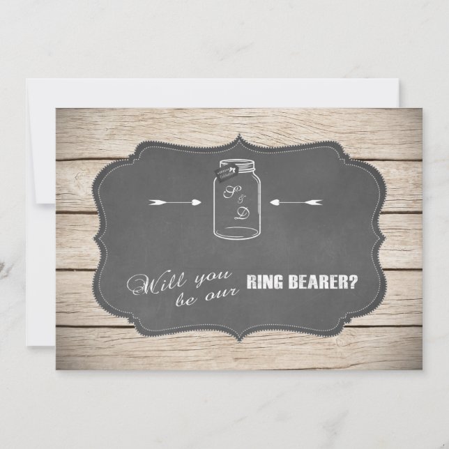Mason Jar Chalboard Will You Be Our Ring Bearer? Invitation (Front)