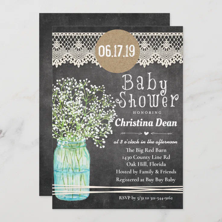 mason jar baby shower invitations