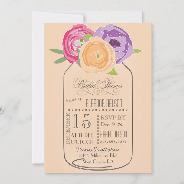 Mason Jar Chalkboard Bridal Shower Invitation (Front)