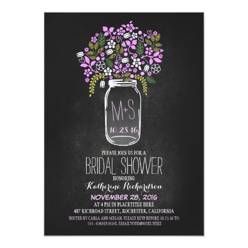 Chalkboard Mason Jar Bridal Shower Invitations 2