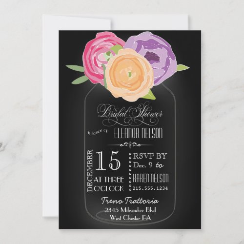 Mason Jar Chalkboard Bridal Shower Invitation