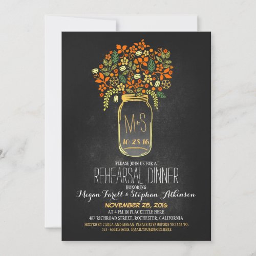 mason jar chalkboard rehearsal dinner invitation
