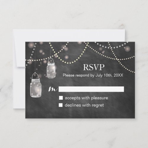 Mason Jar Chalkboard RSVP Cards