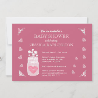 Mason Jar Chalkboard Rustic Baby Shower A01E Invitation
