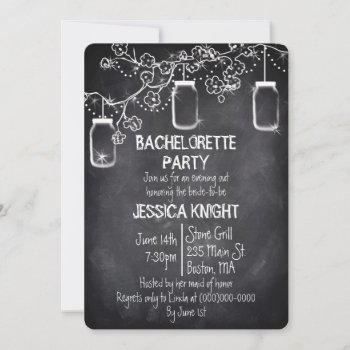 Mason Jar Chalkboard Rustic Bachelorette Party Inv Invitation by PineAndBerry at Zazzle