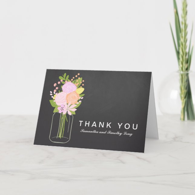 Mason Jar Chalkboard Thank You | Wedding (Front)